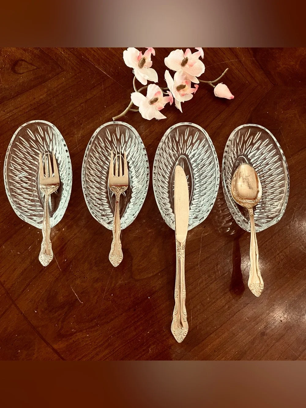 VTG Princess House Highlights Lead Crystal Flatware Holders Set of 4